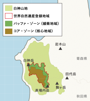 白神山地世界自然遺産の登録地域